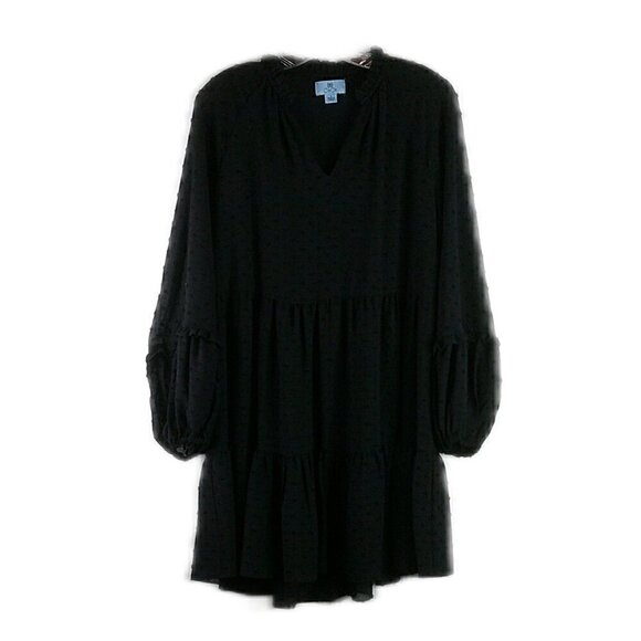 CeCe - Black Swiss Dot, Lined, Split Neck, Lined,  Dress - Size Small - Picture 1 of 6